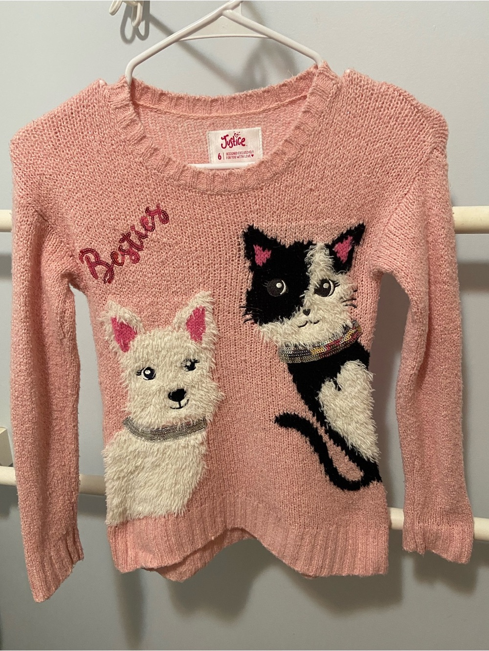 Justice Girls Adorable Besties Puppy & Kitty Sweater